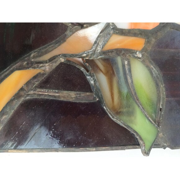 Stained Glass Panel Wall Hanging Window Decor 8 x 10 in Red Flower Art Glass - Picture 5 of 10